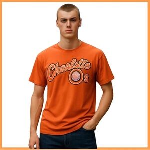 Ebbets Field Flannels Orange Short Sleeve Tee Orioles Design